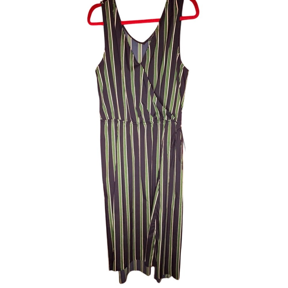 Tommy Hilfiger Navy and Green Striped Maxi Dress, SLF2